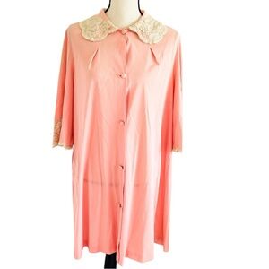 Vintage Vanity Fair Button Down Lace Collar Dress Nightgown